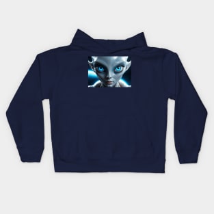 Hybrid Alien Beautiful Girl Gray Kids Hoodie